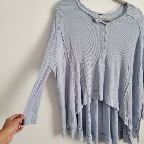 Free People waffle knit Henley long sleeve thermal top - Picture 3 of 8